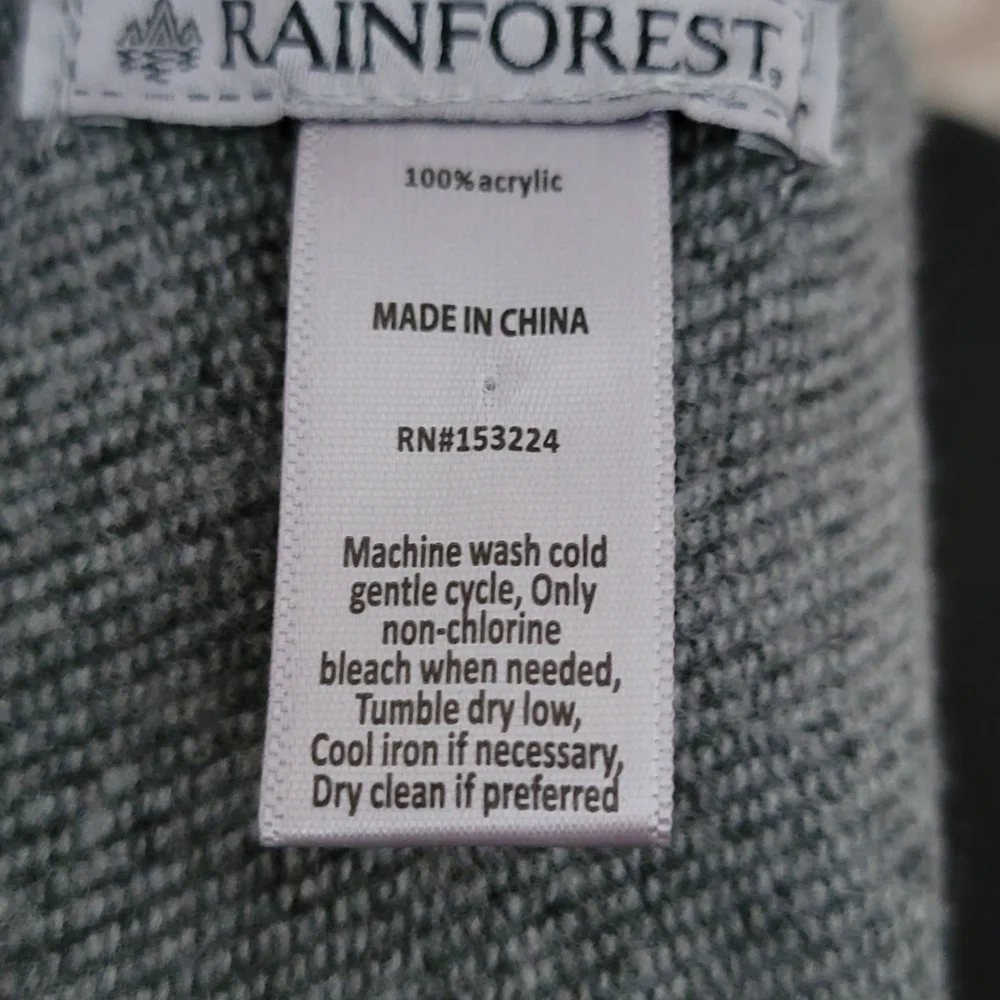NWT Rainforest Black/Charcoal Mens Scarf Classic Minimalist Functional